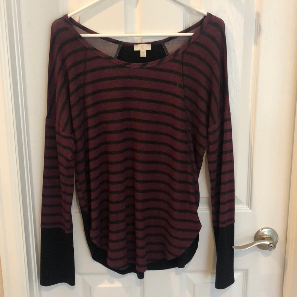 Maroon and black striped long sleeve